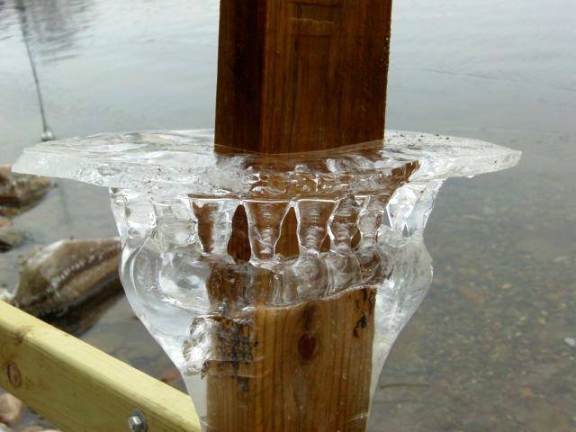 It was freed and shored with only slight injuries.  The late pulling created some of the most interesting ice formations seen in a while.