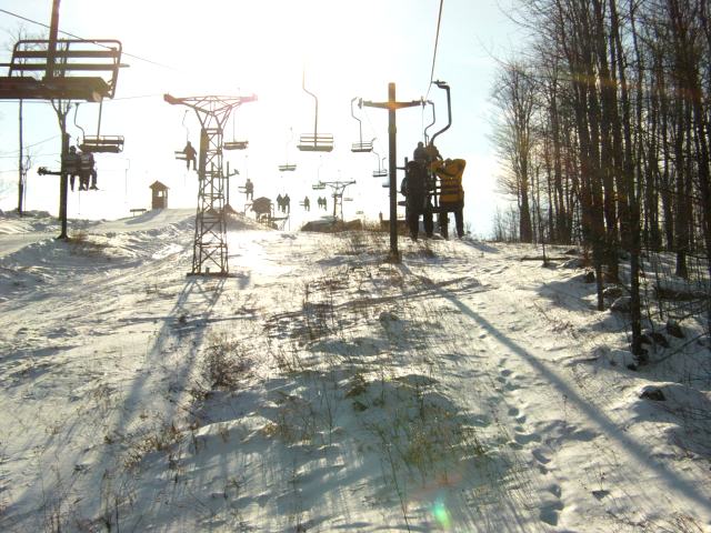The lifts became more crowded as the day wore on.