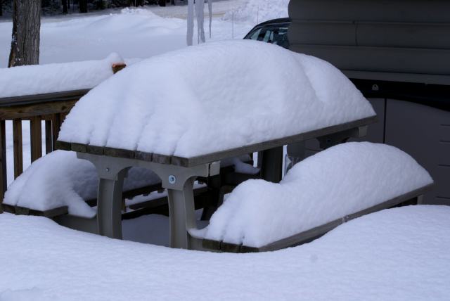 Snow.  We wanted it to bring up the lake level.  We got it.  Not in one or two big events, but in a slow and steady flow of white from the sky.