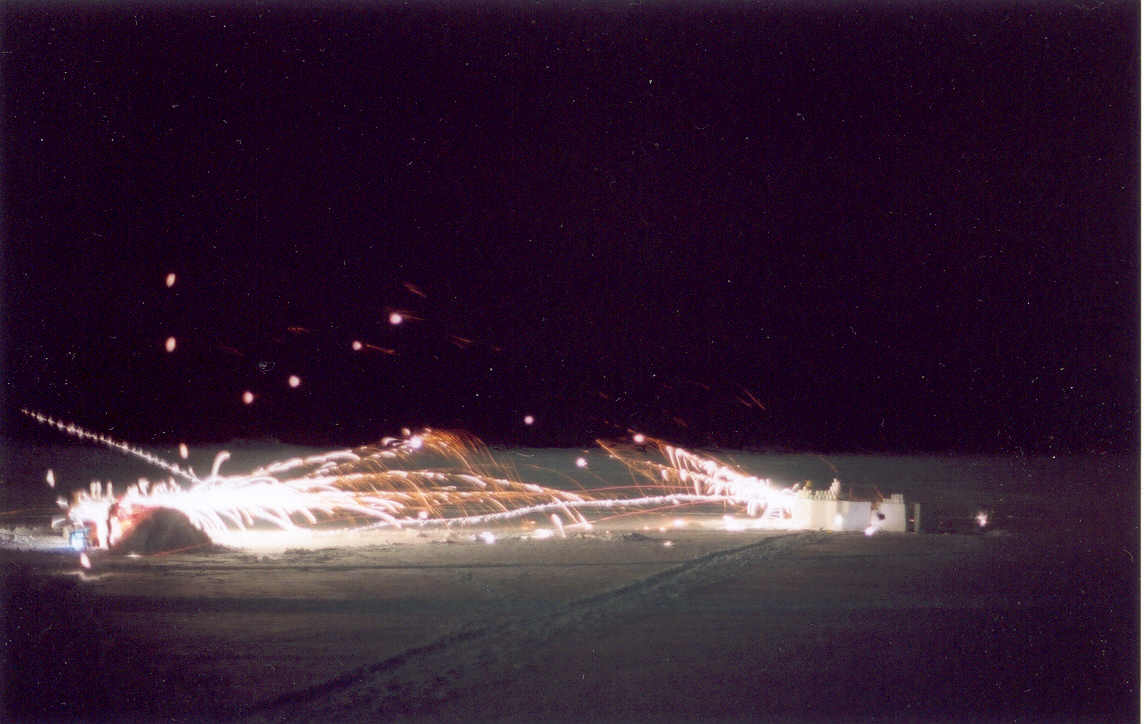 The northern fort seems to be putting out more ordnance than the south.  In the south's defense, at this point in the war, supplies were running low and 50% of the men deserted their posts to take pictures. 