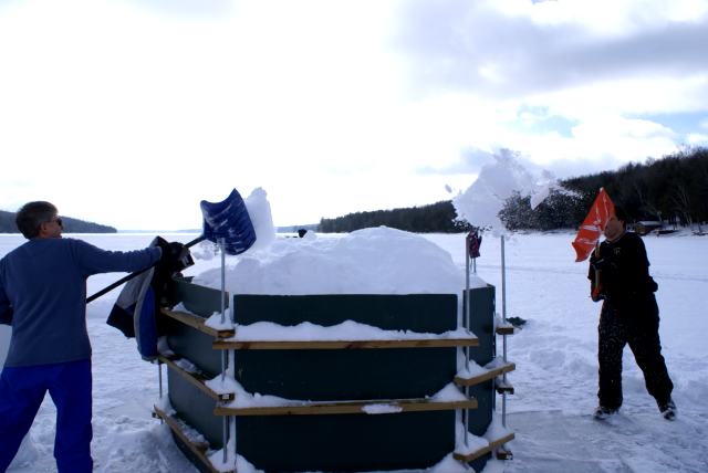 The igloo that was to anchor the west wall of the northern fort suffered structural failure during building and was later transformed into a thick wall.