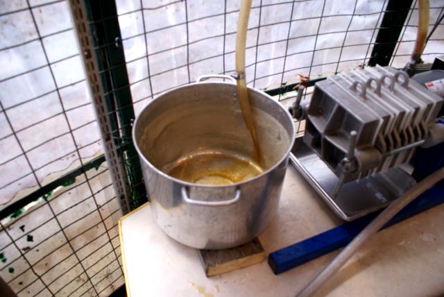 The last batch was pumped through a plate filter with just one of us being scalded.  The sweet, sweet burns should be totally healed by next week's bucket cleaning.
