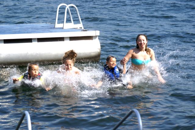 Skiers and raft jumpers alike enjoyed the warmest water of the year.  The lake was at 75°F on the 4th.