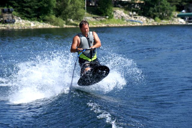 On Thursday, the air was hot, clouds few and the water calm.  Clearly it was time to fly kneeboards over wakes.