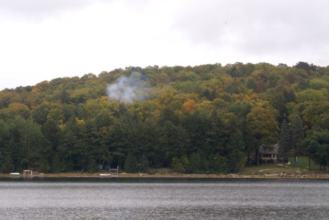 The air was a bit cooler too.  Smoke from a few cabin-warming fires dotted the shoreline.