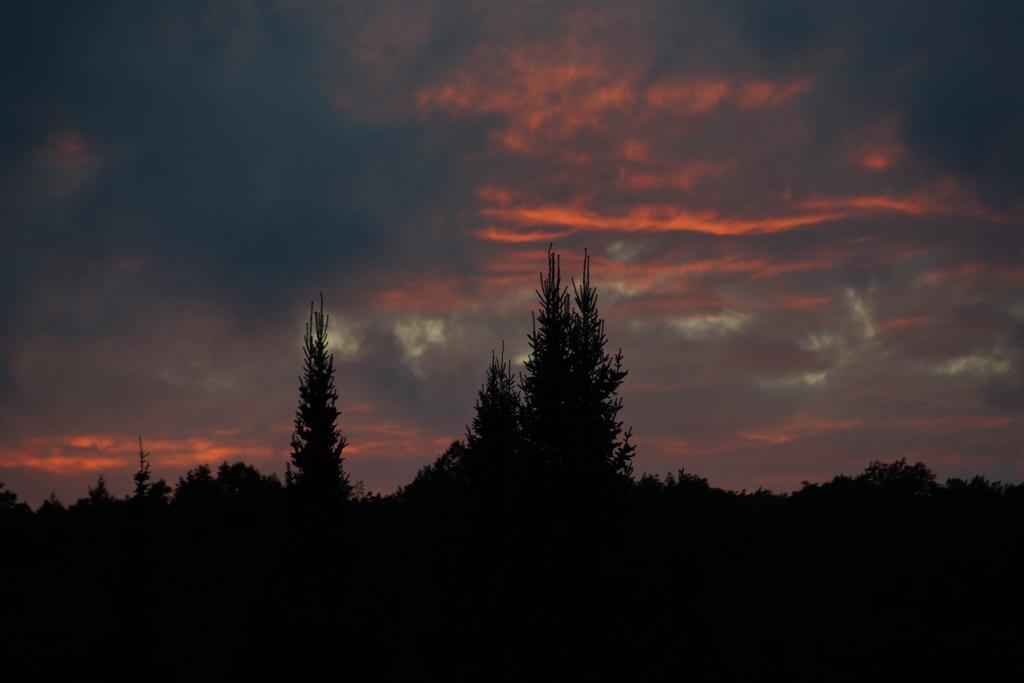 The sunset on Saturday had the look of a fight in the sky between Summer and Fall.  I was rooting for summer.