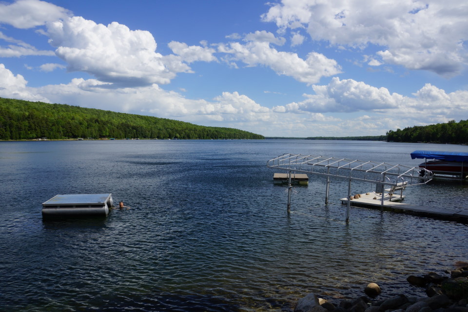 The lake is still cold but the air was warm-ish at times.  Weak tea Summer is better than no Summer at all.  The lake was very ski-able most every day.
