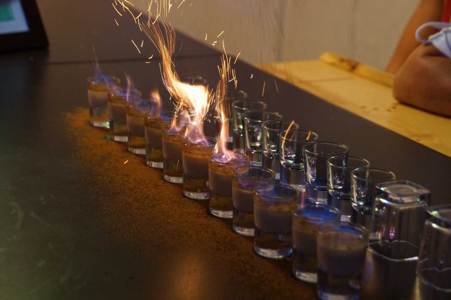 The post carving celebration included food, a record 12 Bailey's comets and an interesting adult beverage flown in all the way from Italy.