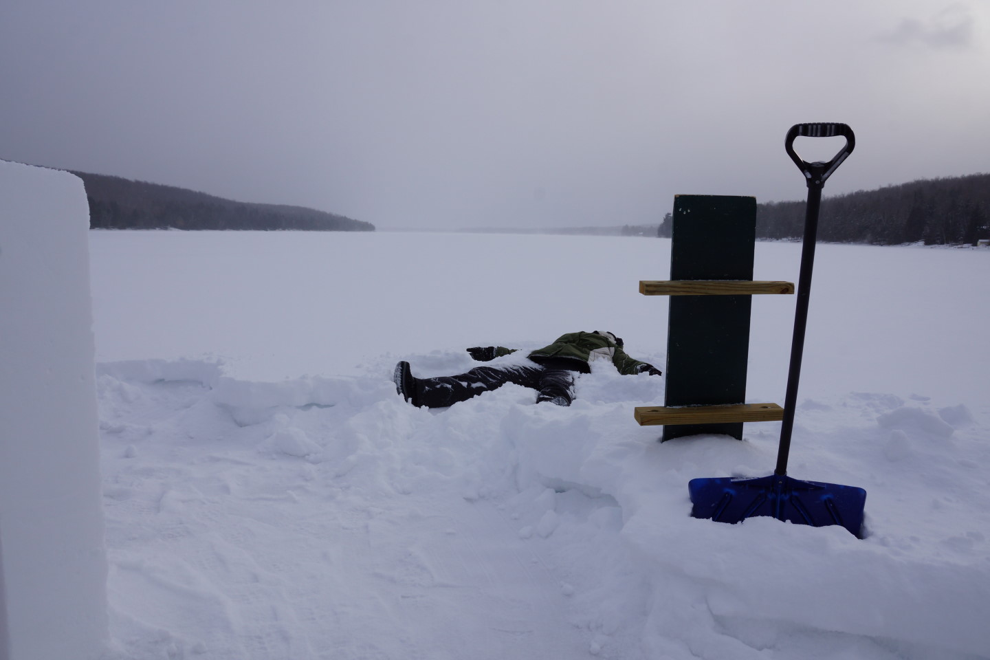 It was colder than usual during the entire engineering exercise.  At the end of each day, shovels, form bits and the dead were piled on the side before we headed back to the bar for cookies and hot chocolate.