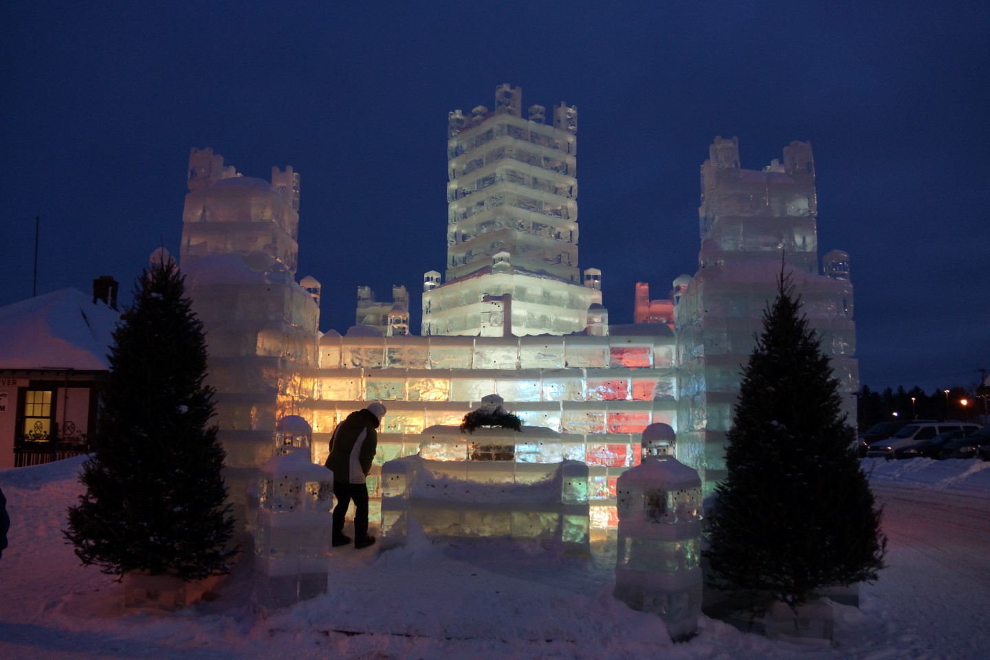 Eagle River's ice castle was less attended but better lighted than the caves.