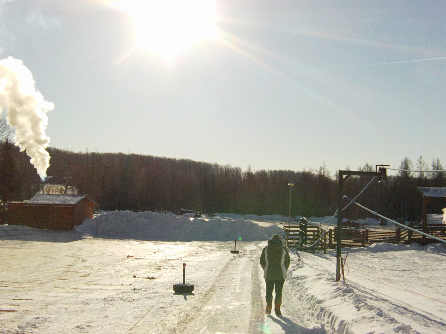 Earlier in the week, it was deemed time to again throw ourselves down the slopes at Brule.  Don't be fooled by the sun.  It was -18 F during the first run.