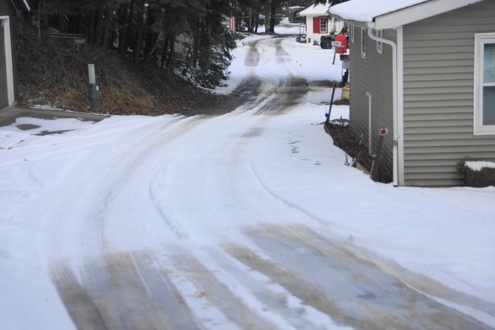 In one day, the contusion level for those brave enough to walk on Knott Lane went from green past yellow to red.
