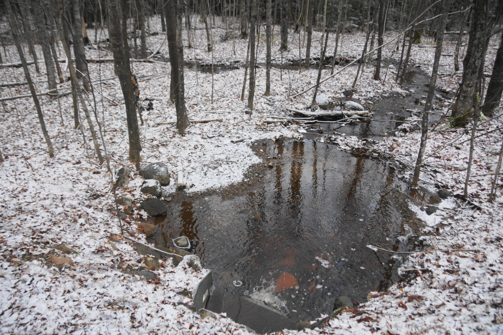 By the end of last week it got colder. There's currently about two inches of snow next to the flowing streams.