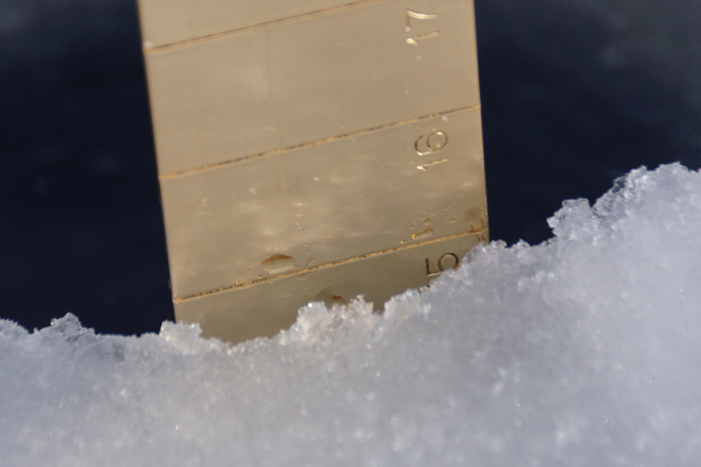 The ice is 15 inches thick. That's good for this time of year. If we continue to get snow and a few more thaw/freeze combinations, we could have a yard of ice before it begins to retreat.