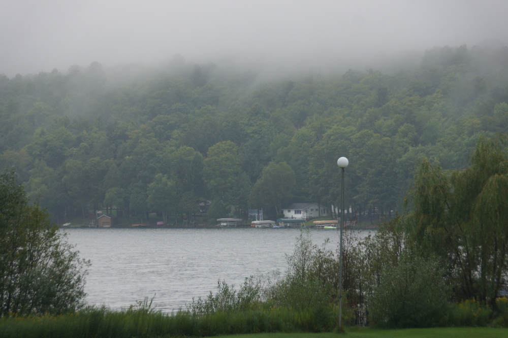 The rain and cooler weather after the ski show turned the lake area into a convincing Seattle imitation. The lake got an inch deeper.