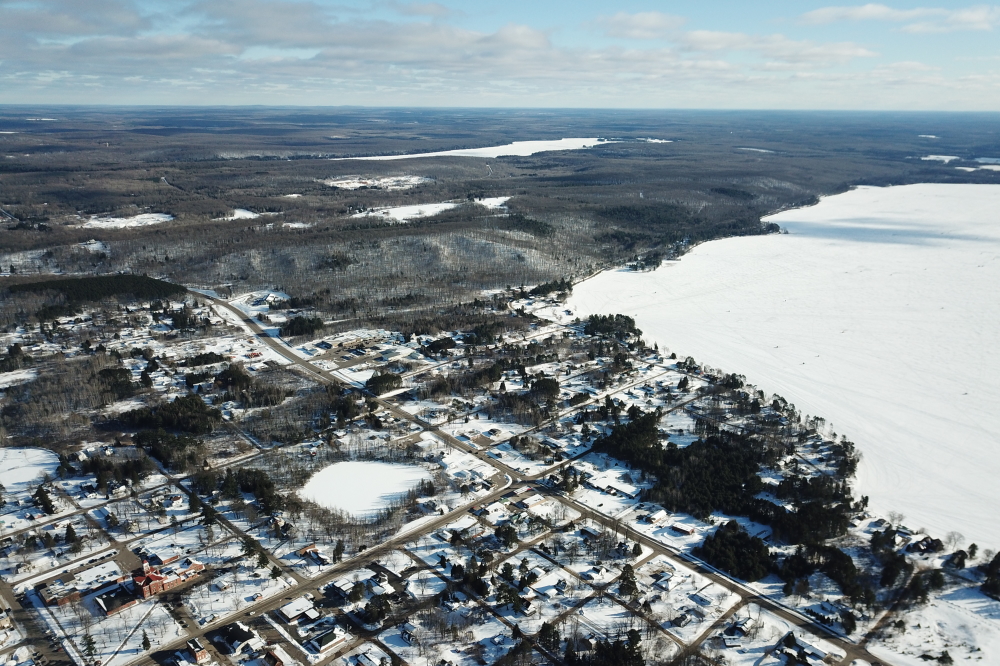 The view of the lake from the Northwest corner of Crandon was photobombed by the rather rubenesque Lake Metonga.