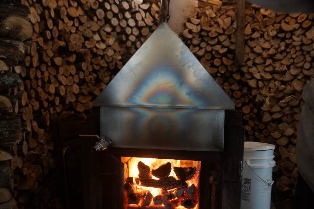 Early last week, with the warmer daytime, came enough sap to make the first batch of syrup. There was talk of more sap later in the week, but later in the week there was none to be found.