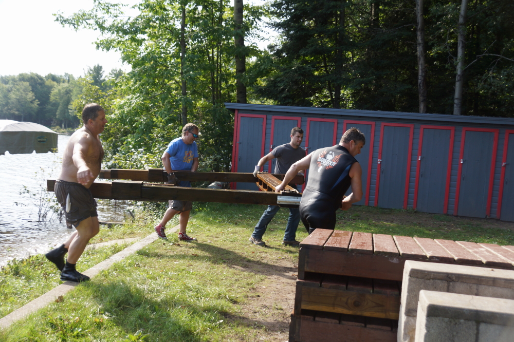 It took only about an hour to haul the water logged chunks of dock to the shore.