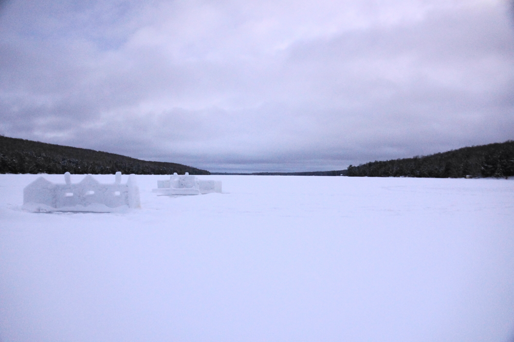 By sunset on Sunday, holes in the overcast started to appear. There's talk among local weathermen that we may see the sun by next Tuesday. It will be a welcome site.  There's currently a trudge of snow covering the lake and a sunny day might compress and sublime enough to bring that level down to a heavy walk.  When that happens, we'll get an ice thickness check (KNIGHTS OF NI: A check! A check! A check!).<br><br>-Nemo will say "Ni" to you if you express a fondness for deep snow.