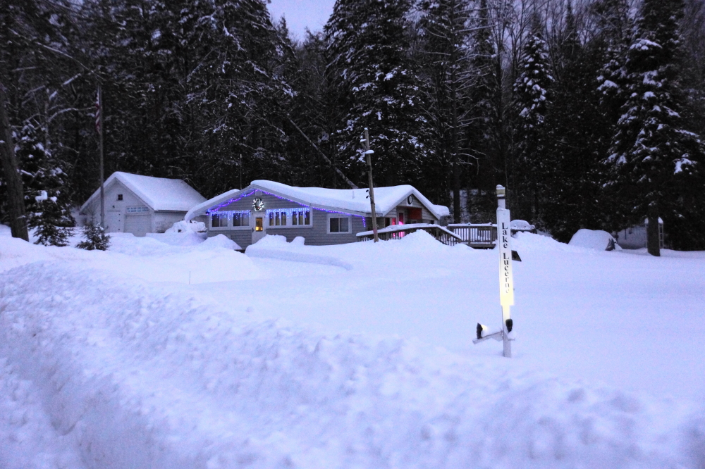 The lake area is mostly dug out. There's still a little snow on the roads.