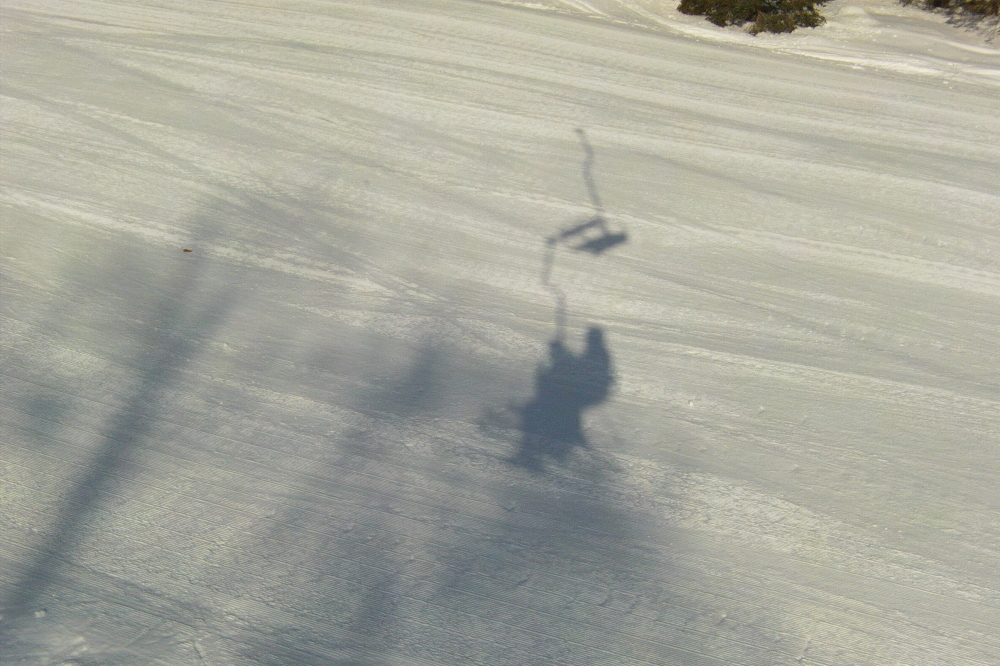 Looking down from the lift, the snow seemed too smooth, too shiny. The snow had been touched by Zombie Deep Winter and was now more a great, tippy sheet of ice than a ski hill.