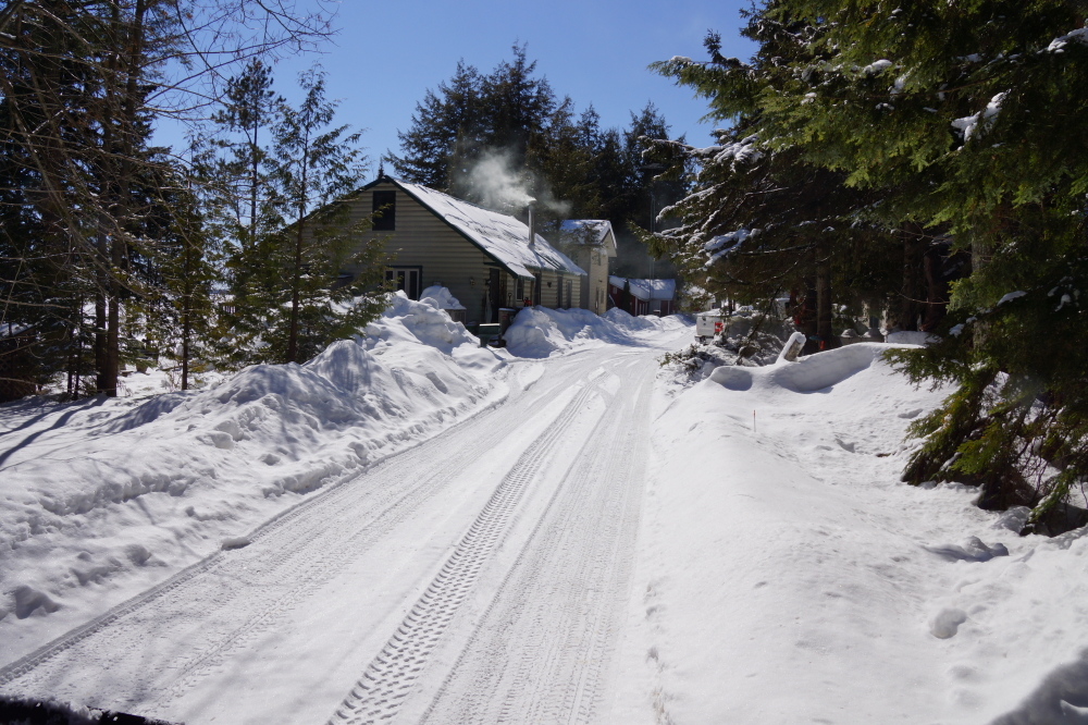 The sheet of ice that is Knott Lane was made better by the coating of white. The warm weather on the weekend made it even finer.