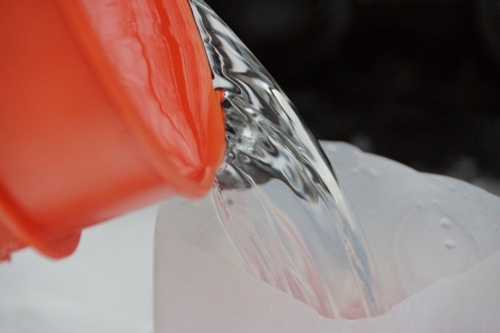 Eventually, all the sap was gathered and poured into jugs.