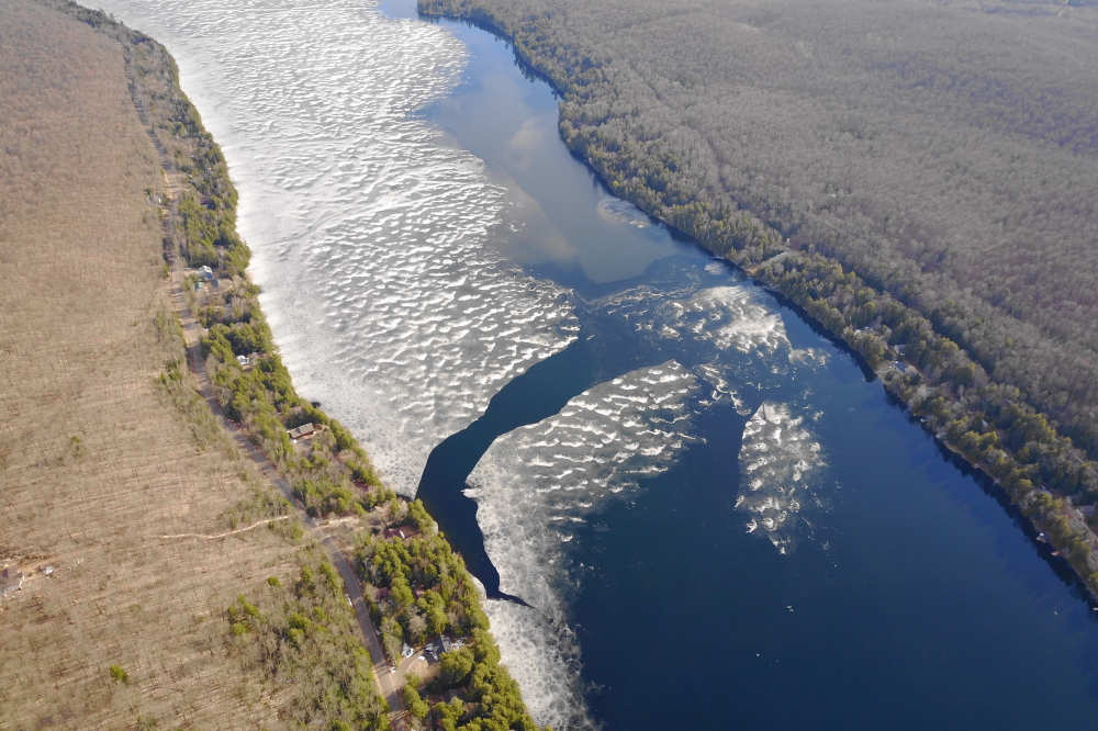 Just before sunset on Sunday, the ice on the North end of Lucerne finally began to break up.