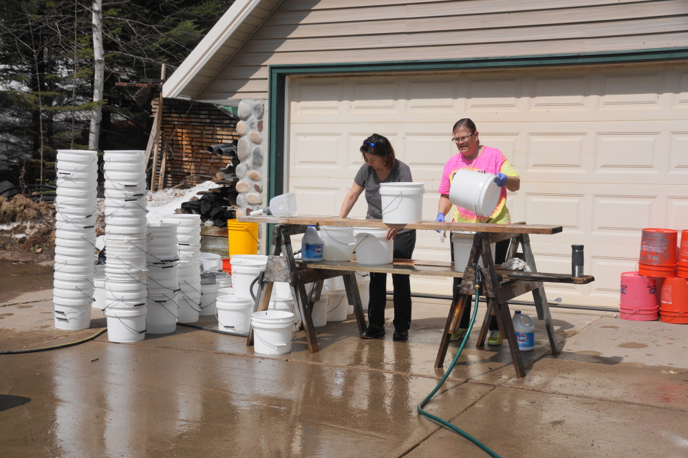 It took a little longer to clean all the buckets, lids, and spiles.