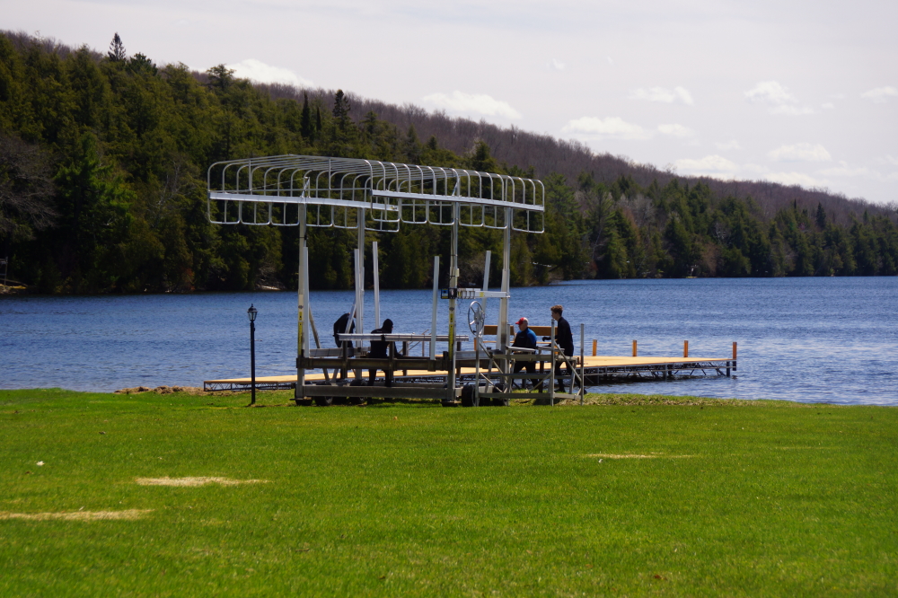 Others used the weather to start the 2020 water season by dragging piers and lifts into the still icy lake.