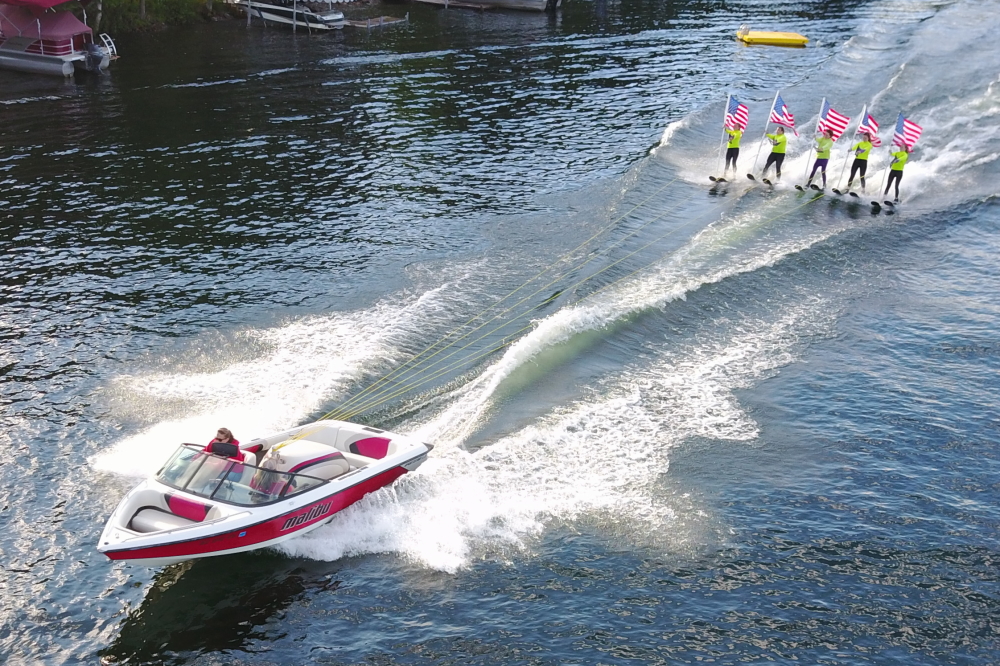 The first ski show of the year on Lake Lucerne ate up the flat in front of Water's Edge on Wednesday.