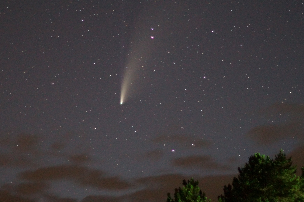 On Sunday night, the clouds thinned enough to get a good view of comet Neowise.