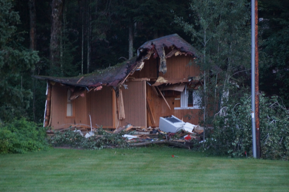 Some on the lake took advantage of a few dry days to do a little cabin repair. Home renovation can be a bit of a gamble with the weather. They might want to put a tarp or something over the hole in the roof before the next round of rain.