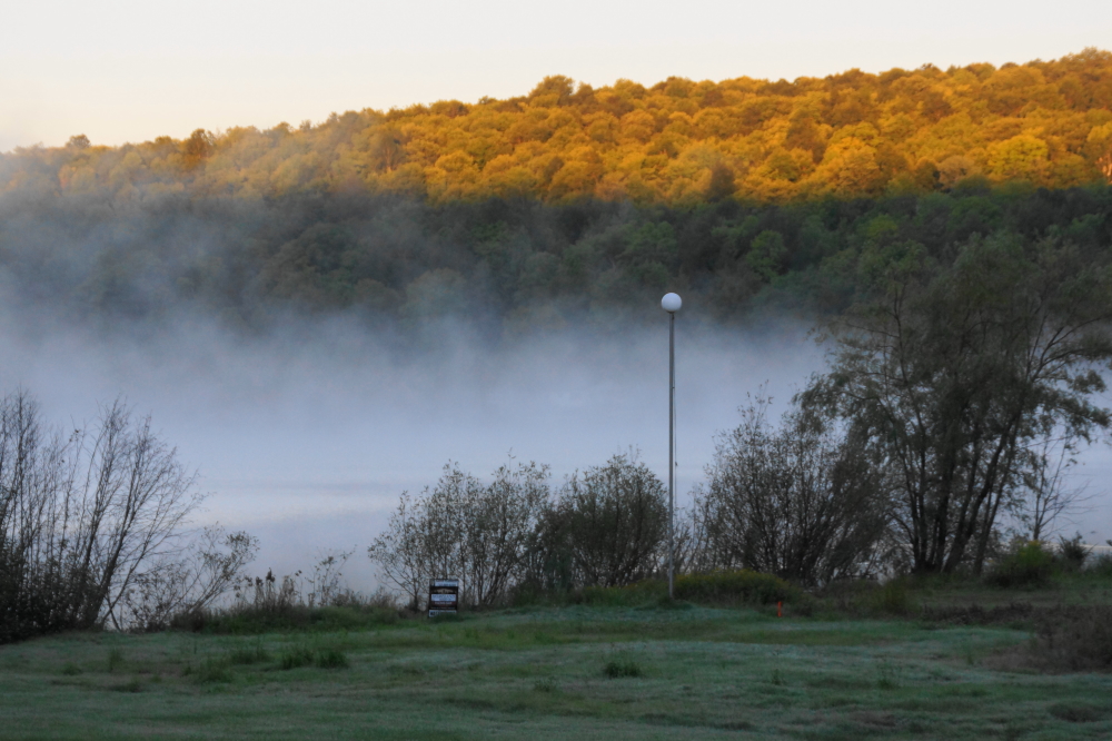 Mornings have been cool. As the air temperature dropped to the 40s°F, the lake gave up its heat in great clouds of stream.