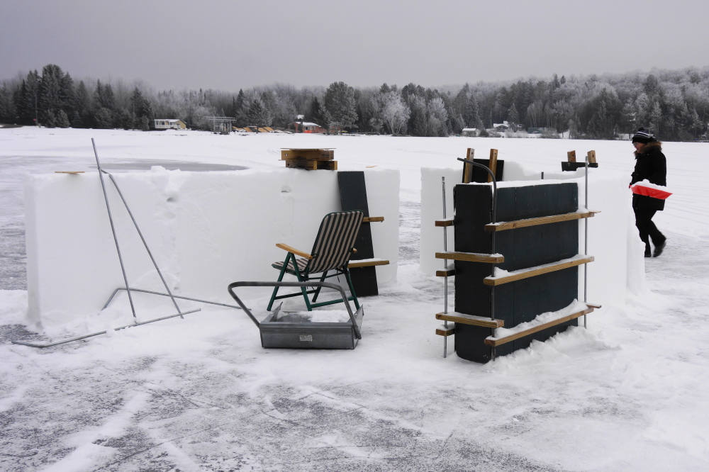 Fort building was a steady process all week. Much of the snow for the walls was carted in from up to 50 feet away.