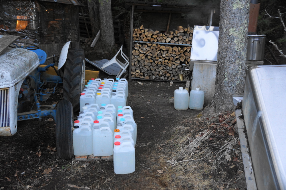 This resulted in collected sap backing up