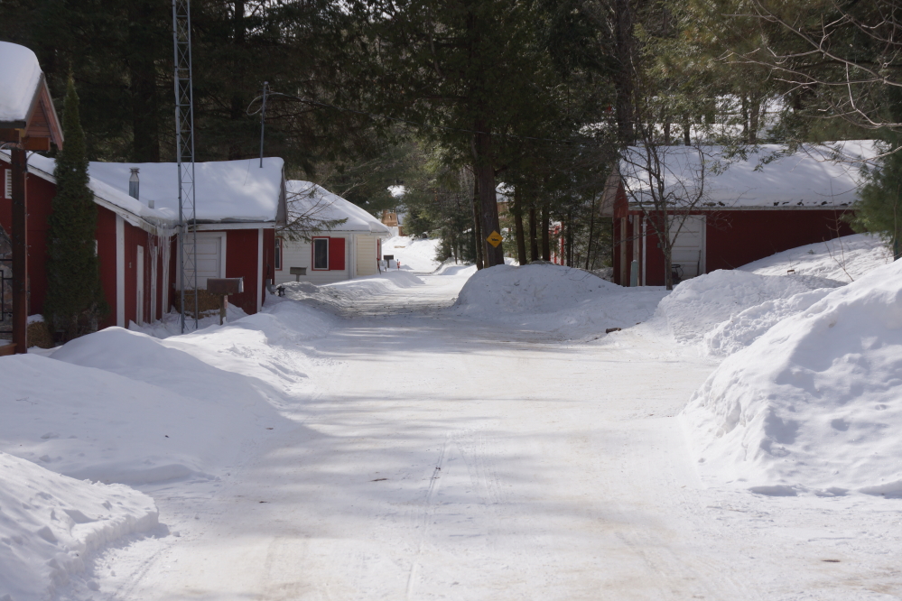 The condition of Knott Lane is typical for early March. Chain up stations are open and runaway truck ramps are well marked.