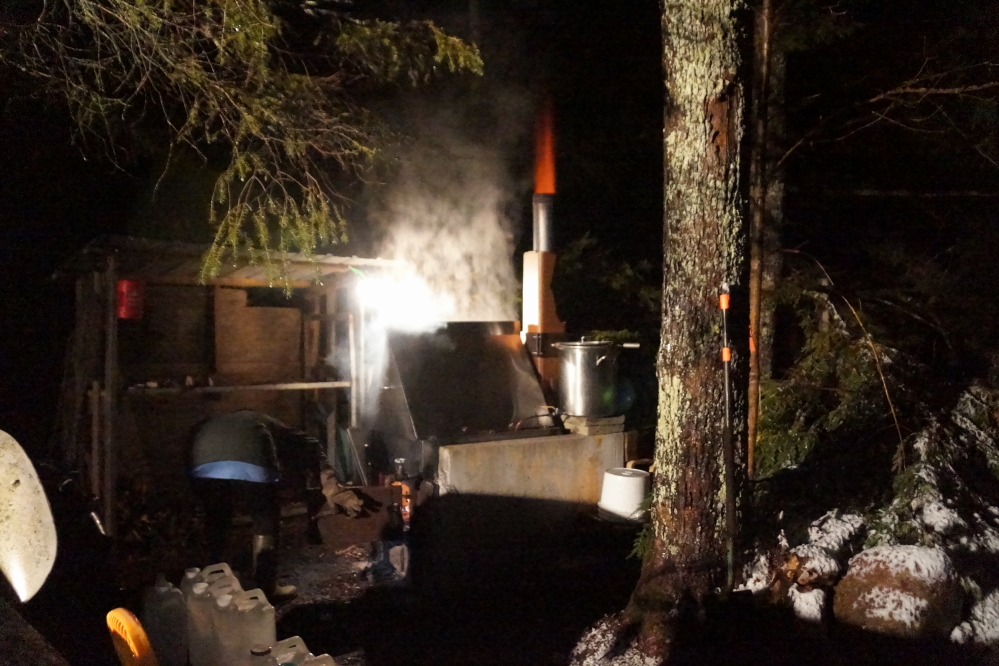 A 24 hour burning schedule could not keep up with the maples. The lack of sleep contributed to the general grump of the sugarmen.