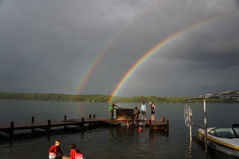 It was around this time (a little before 6:50 PM), that a double rainbow popped up along the East shore.