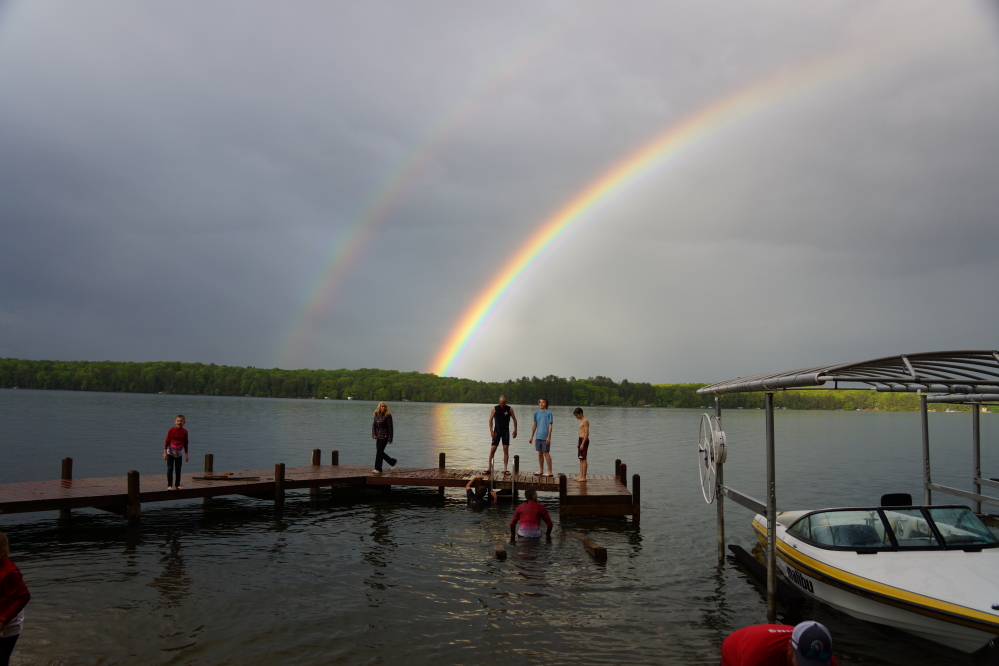 As the dock got closer and closer to done the rainbow got brighter and brighter, but that wasn't the most amazing thing about the event.