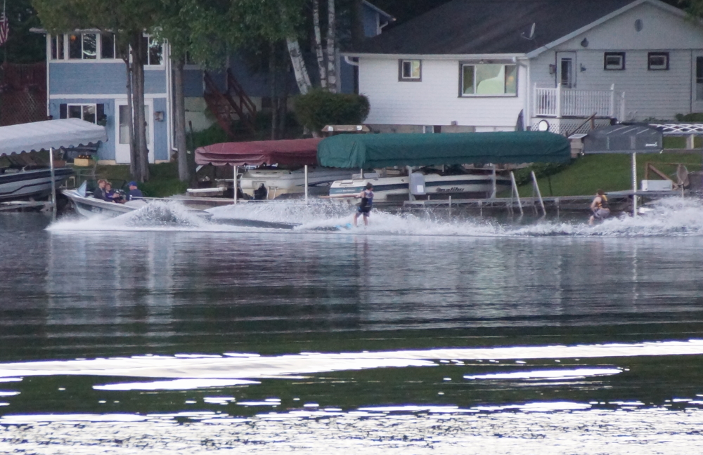 The higher lake temperature is starting to draw out the skiers.