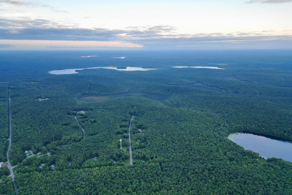 The trees around the area are still in their summer finery.