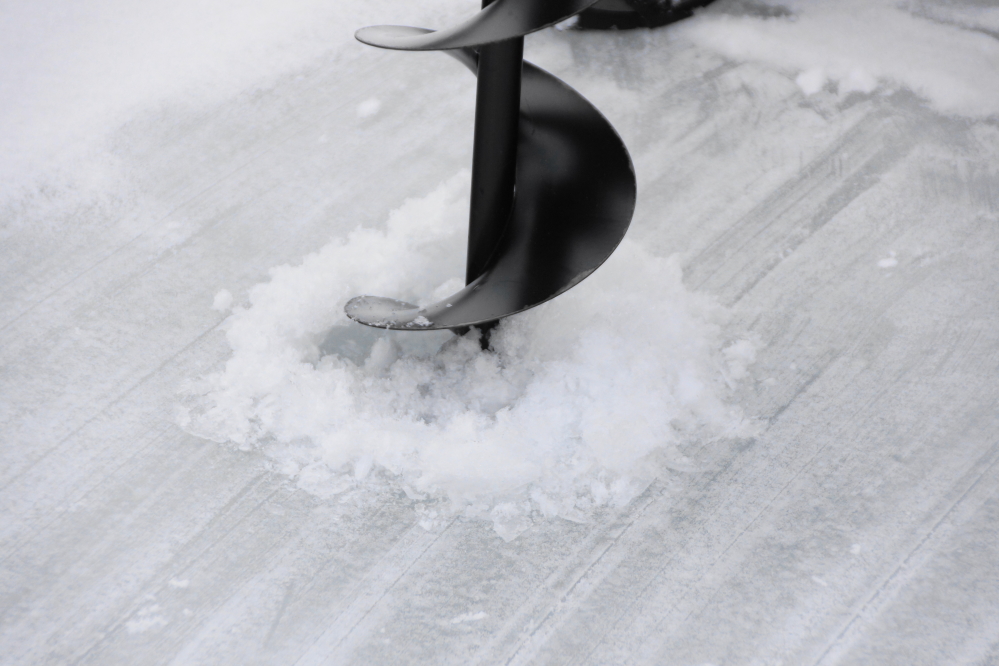 On Sunday, it was time to check the lake ice thickness.