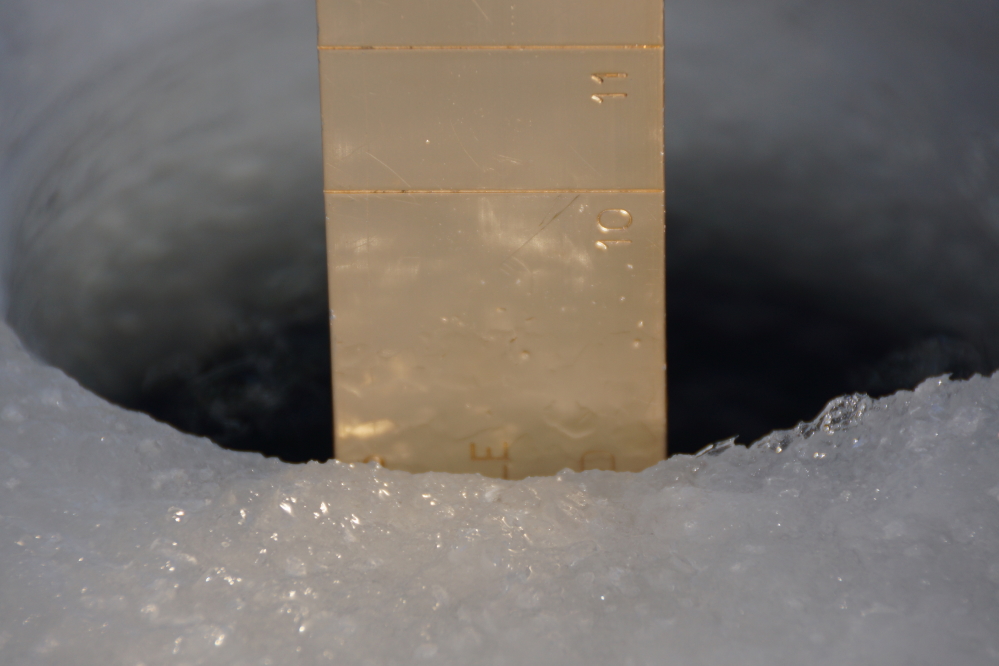 We have 8 solid inches in the northeastern corner of the lake.