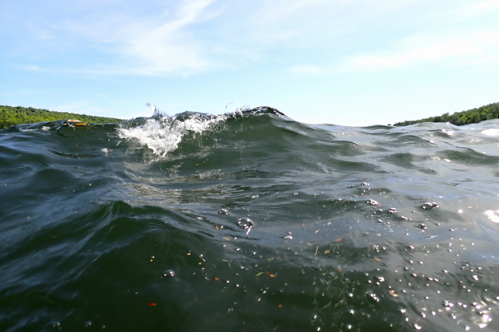 We also got some wind from the south. Swimming with the white caps on the north end of the lake was intense enough to forget about the freezing water.