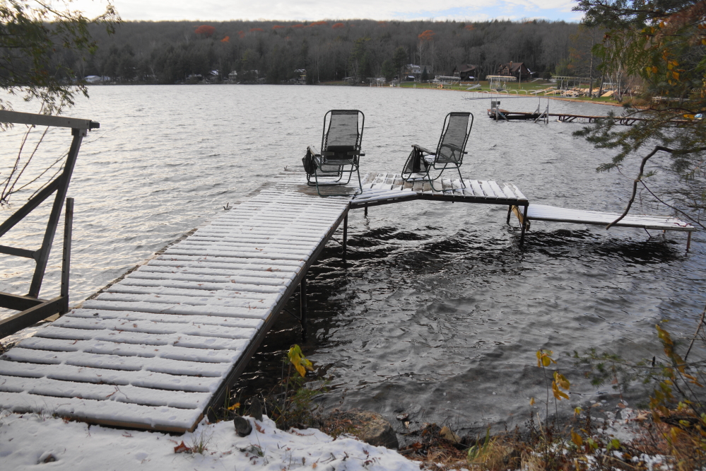 There were still a few piers and at least one boat lift still in the water at the start of the week.
