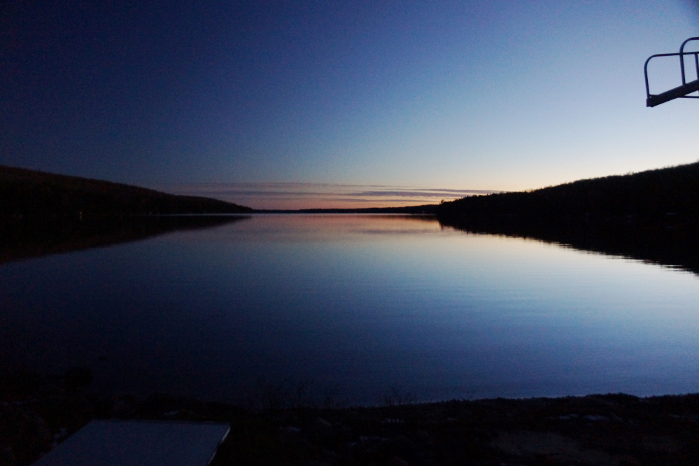 The flat evening lake had us expecting a sudden ice in all weekend.