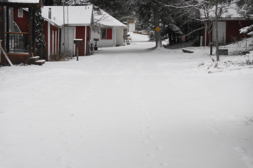 The snow on Knott Lane is a little deeper, but the icy patches are fewer both in frequency and frictionlessness.