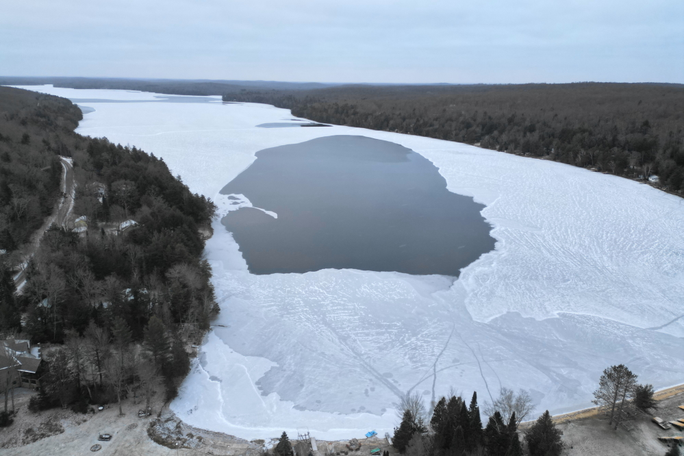 A dusting of snow made checking for holes in the ice sheet easier.
