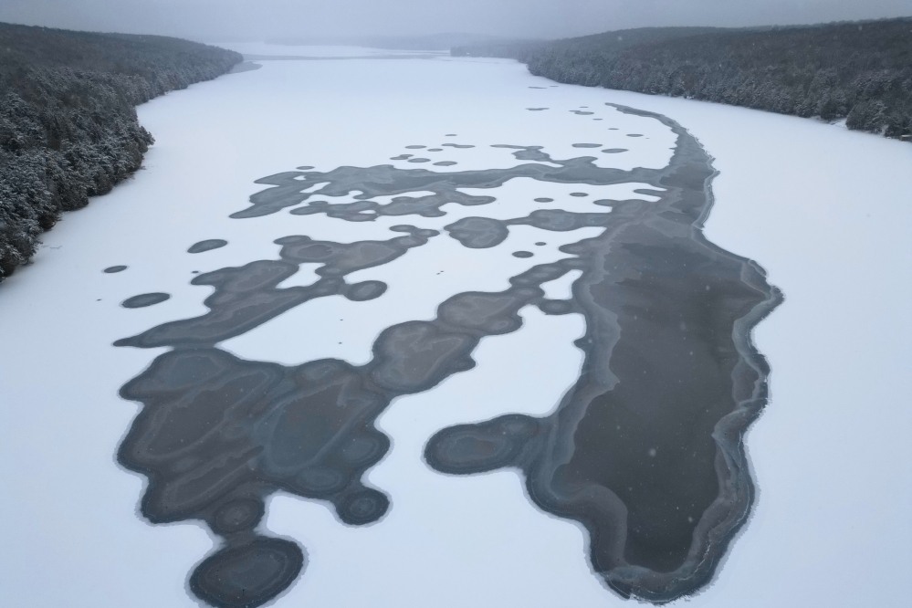 It still got pretty cold, but not cold enough to take all the open water. It did get cold enough for the lake ice to make impressive gains going into the weekend.